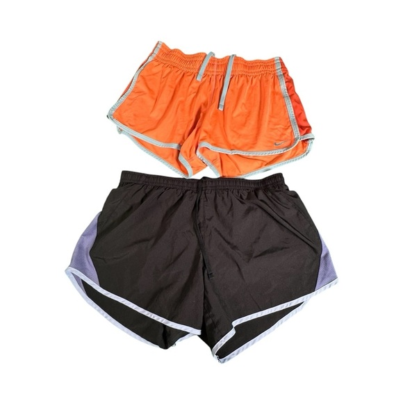 Lot Of 2 Nike Shorts Womens Small Dri-Fit Athletic Gym Running Orange Black - Picture 1 of 12